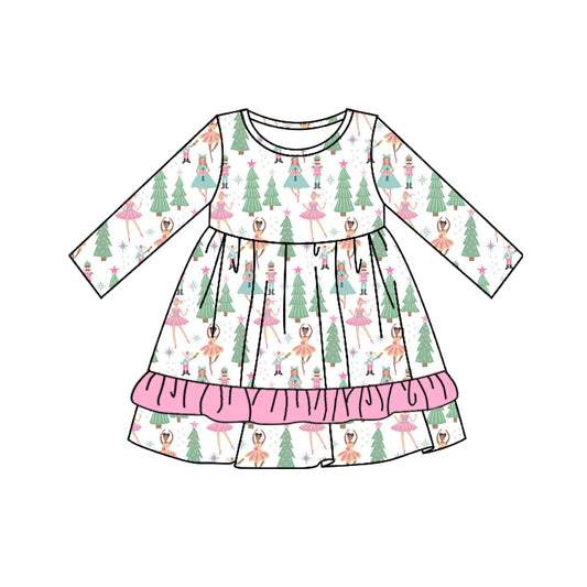 wholesale kids girls christmas soldier tree long sleeve dress preorder