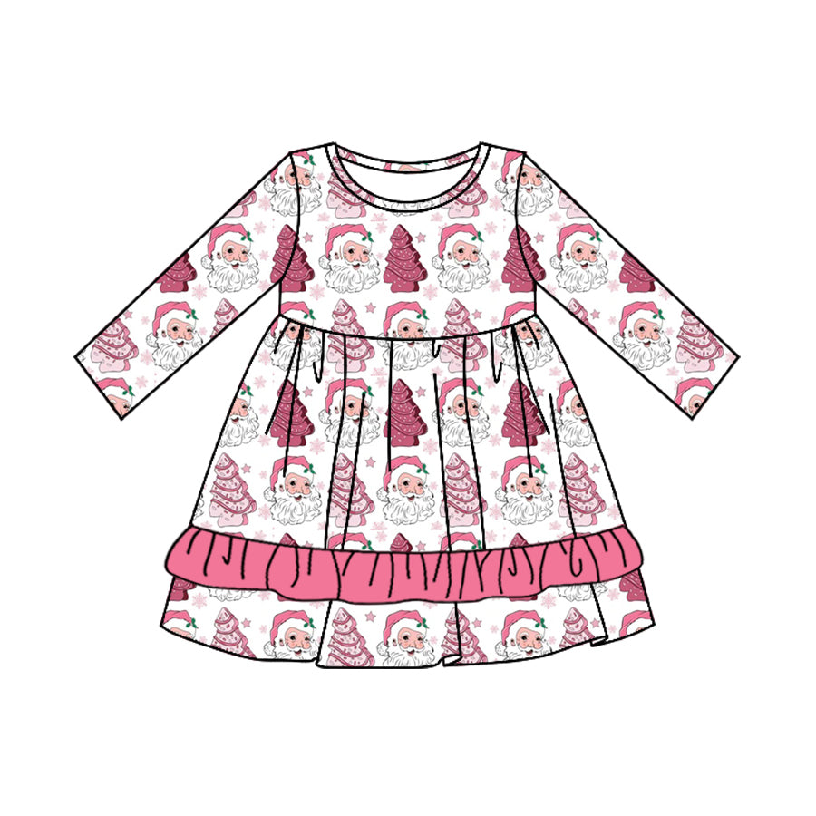 children girls pink christmas santa claus dress preorder