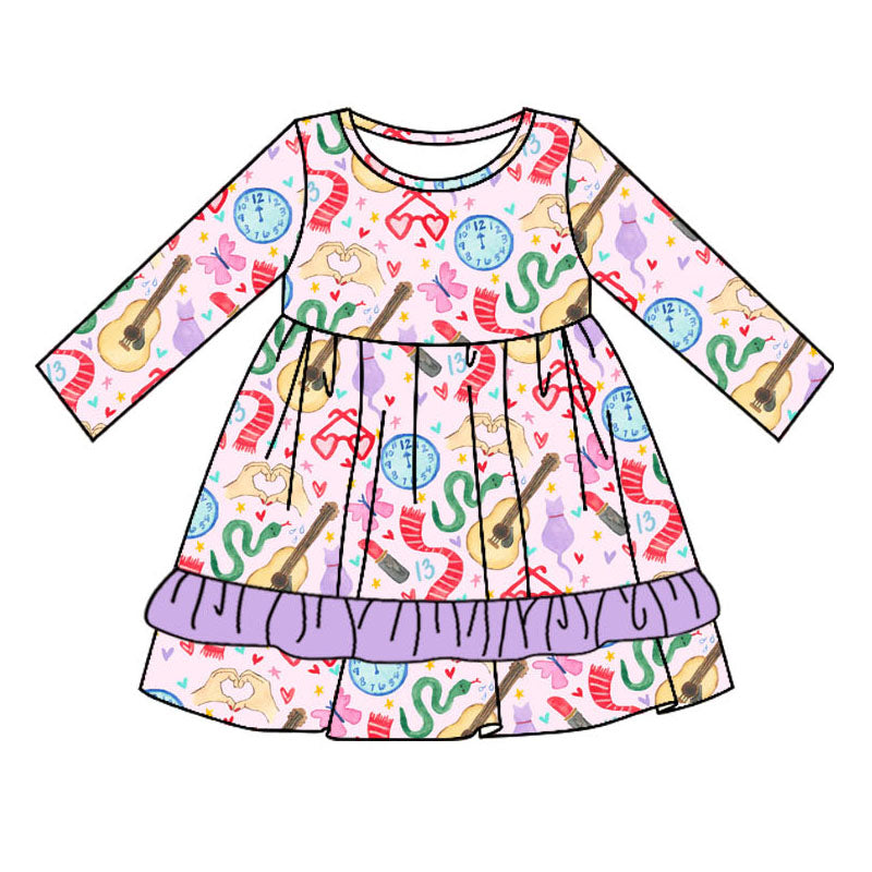 wholesale kids girls country music singer long sleeve dress preorder