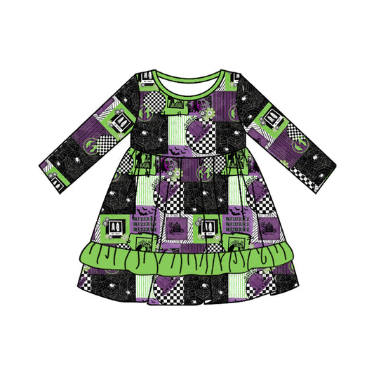 Halloween horrible movie print baby girls fall winter dress preorder
