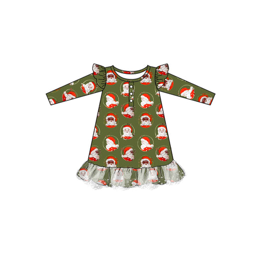Infant baby girls christmas santa claus long sleeve winter dress preorder