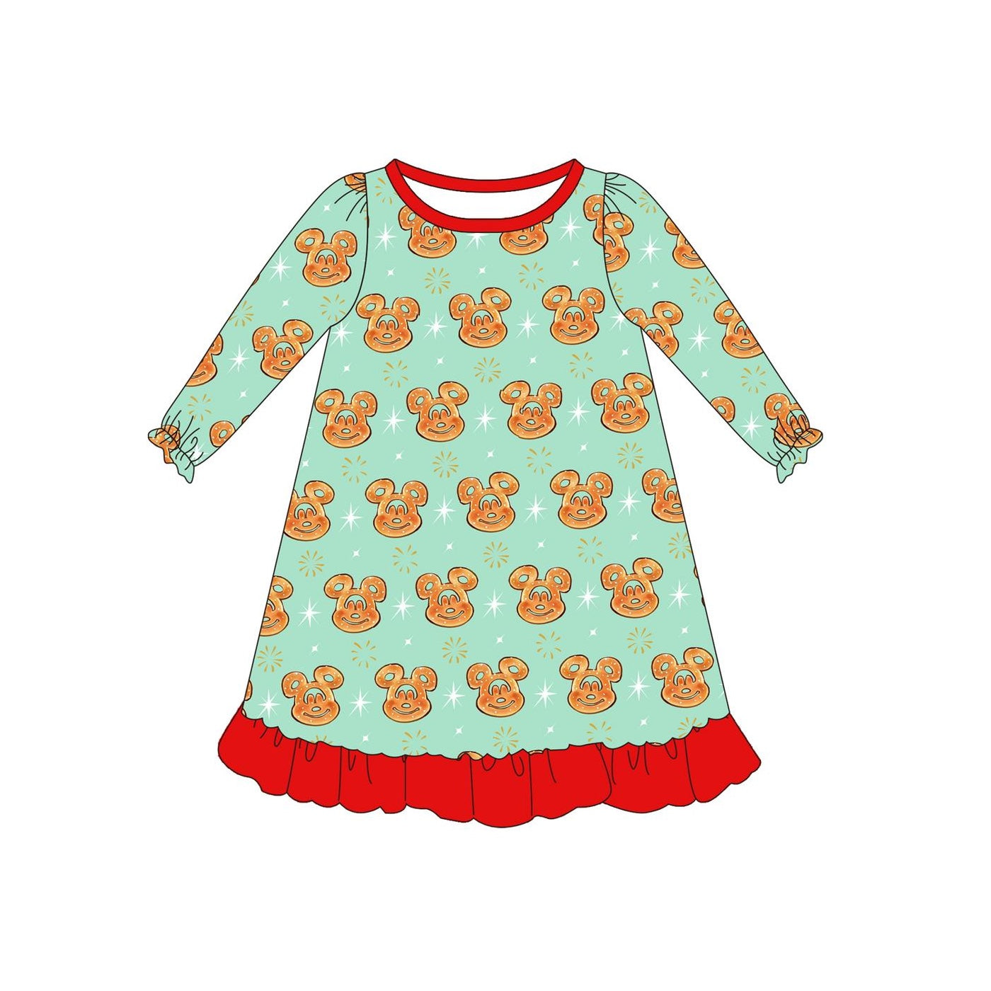 wholesale kids girls Christmas cartoon long sleeve dress preorder