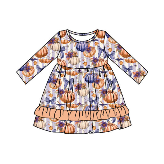 Floral Pumpkin Bow Fall Season Dress Preorder