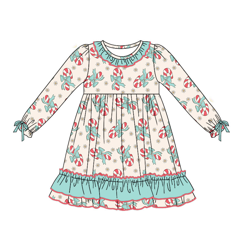 Christmas Candy Cane Wholesale Girls Fall Winter Boutique Dress Preorder