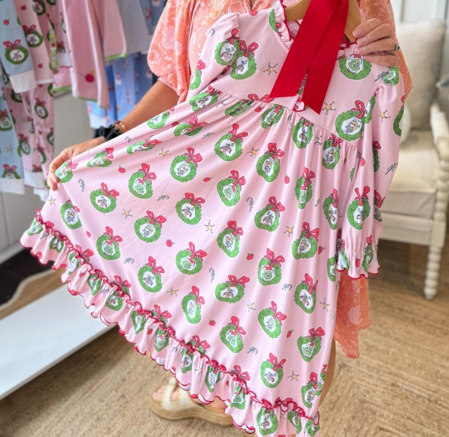 Christmas cartoon print wholesale boutique dress preorder