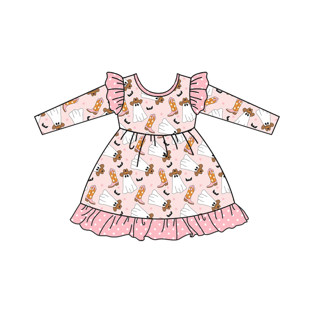 western cowgirl Halloween ghost long sleeve dress preorder