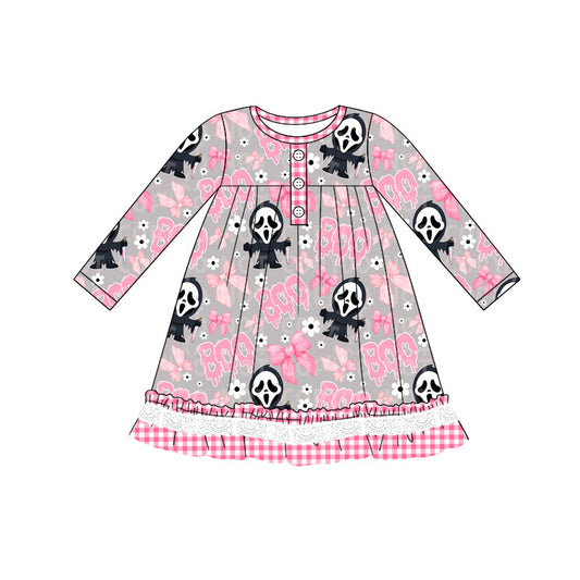 Halloween boo skull long sleeve gown dress preorder