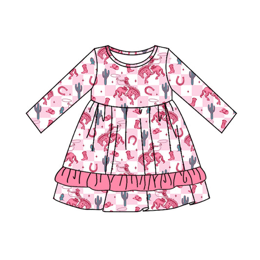 Cowgirl western pink checkered dress preorder