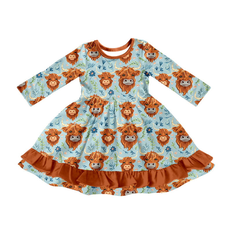 Toddle girls highland cow western dress preorder