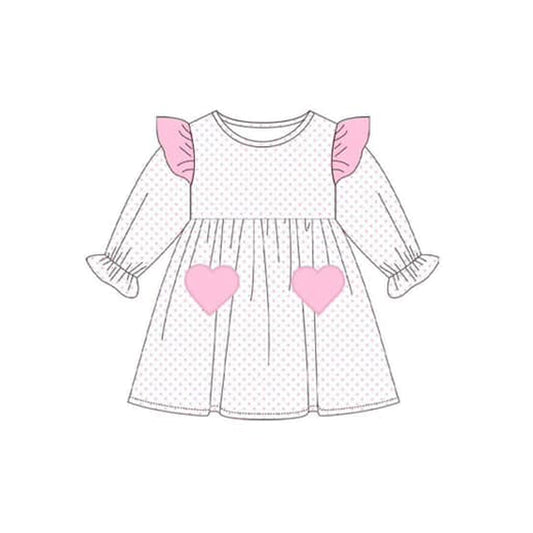 Wholesale toddle baby girls grey dots heart print dress preorder