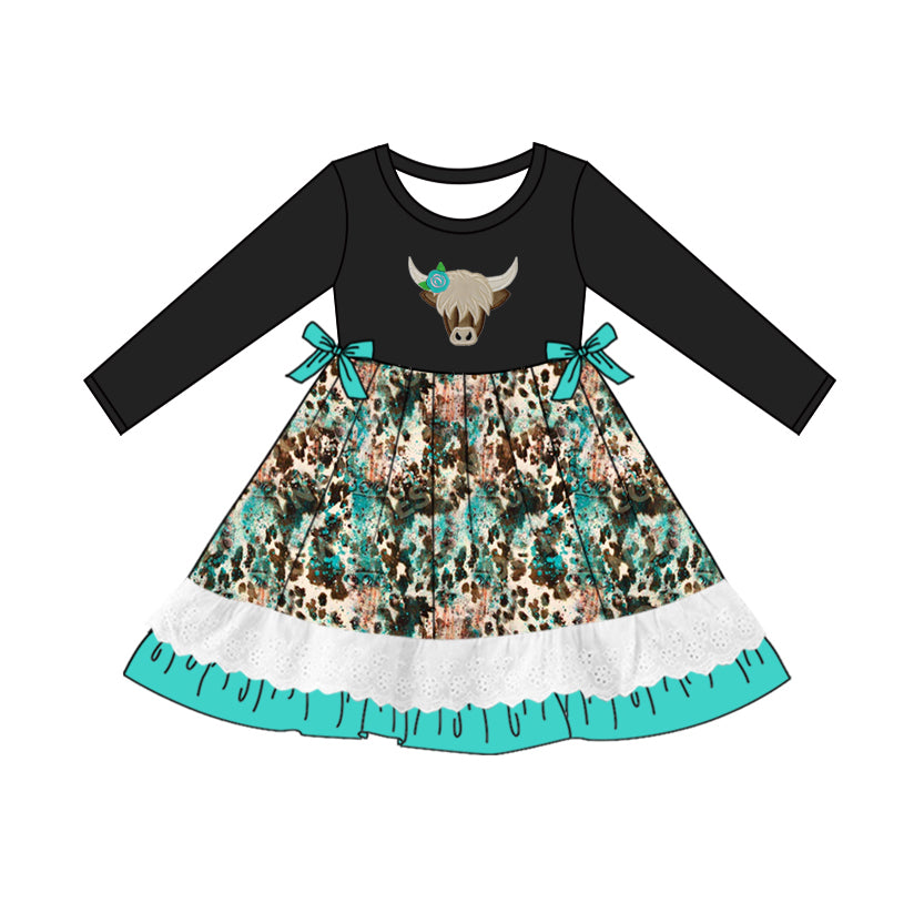 Western cowgirl highland cow fall winter dress preorder