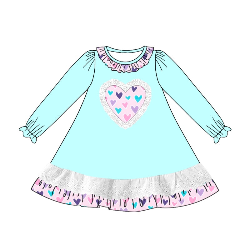 Valentines day colorful heart long sleeve dress preorder