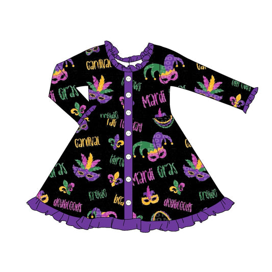 Baby Girls Mardi Gras Long Sleeve Dress Preorder