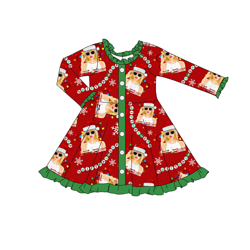 Toddle baby girl Christmas country singer long sleeve dress preorder