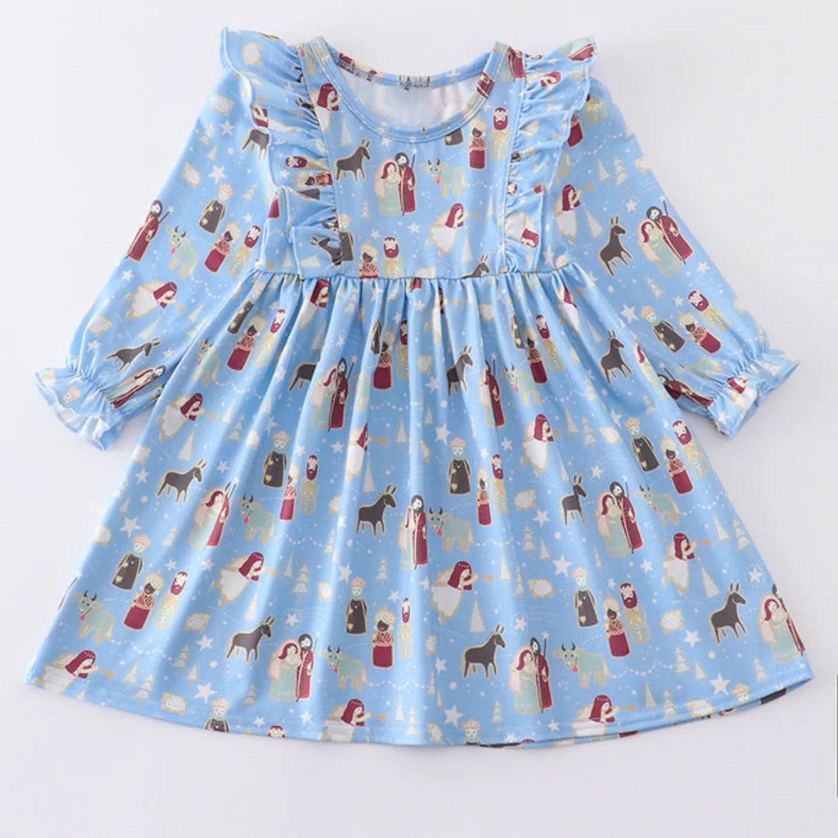 Wholesale kids baby girls long sleeve Jesus dress preorder