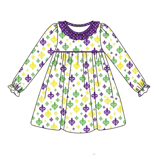 Infant baby girl Mardi Gras holiday dress preorder