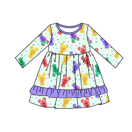 Infant baby girl Mardi Gras crawfish holiday dress preorder