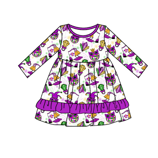 Infant baby girl Mardi Gras Mask holiday dress preorder