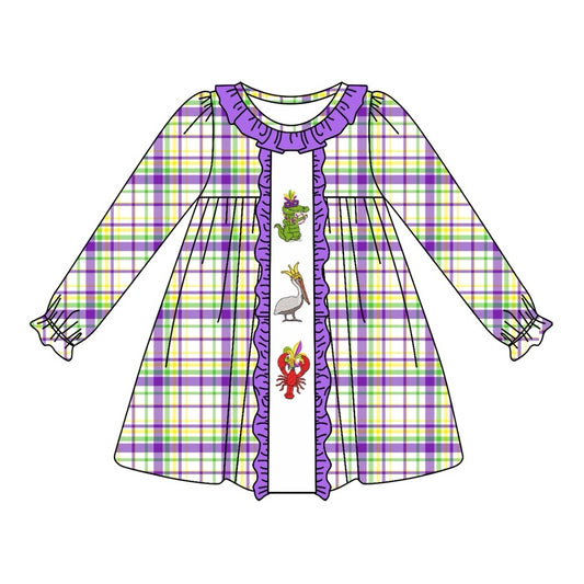 Infant baby girl Mardi Gras crawfish  dress preorder