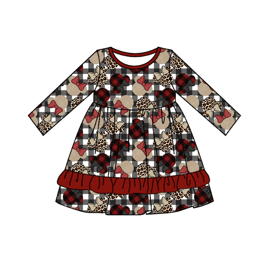 Baby girls Christmas cartoon print fall winter dress preorder