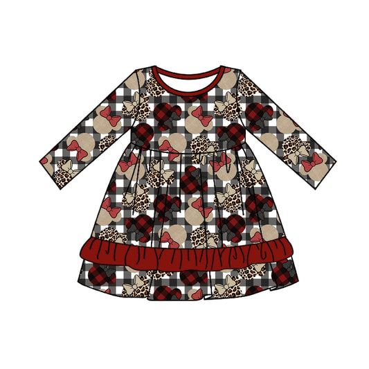 Baby girls Christmas cartoon print fall winter dress preorder