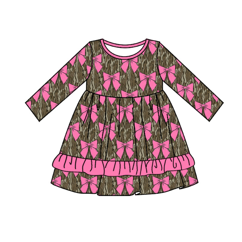 Toddle baby girls hot pink bow camo dress preorder