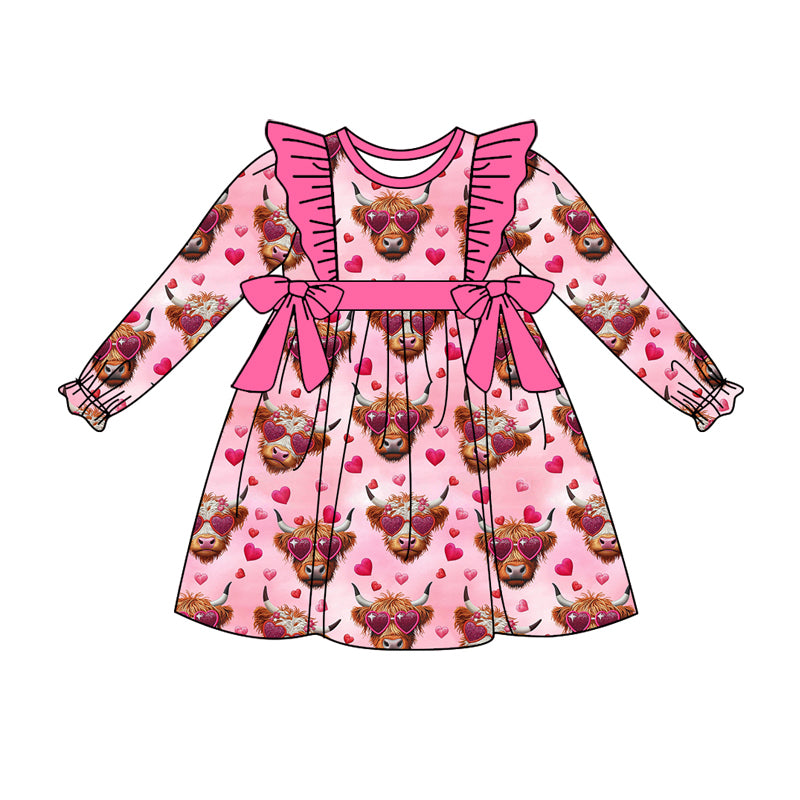 Valentines day highland cow western dress preorder