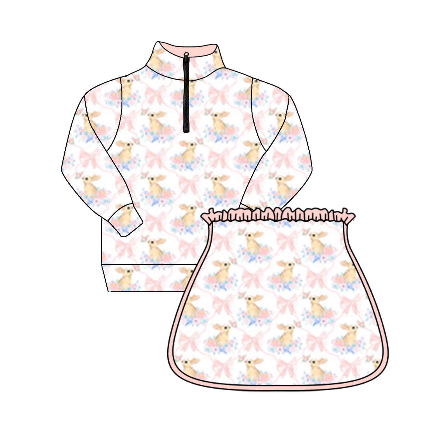 Baby girl pink bow Easter holiday summer outfit preorder