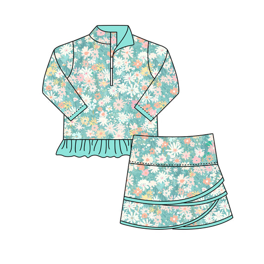Baby girl blue floral summer outfit preorder