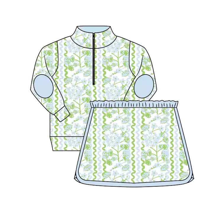 Toddle baby girls blue floral shirt matching shirts summer outfit preorder