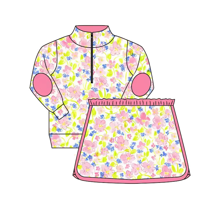 Toddle baby girls yellow pink floral shirt matching shirts summer outfit preorder