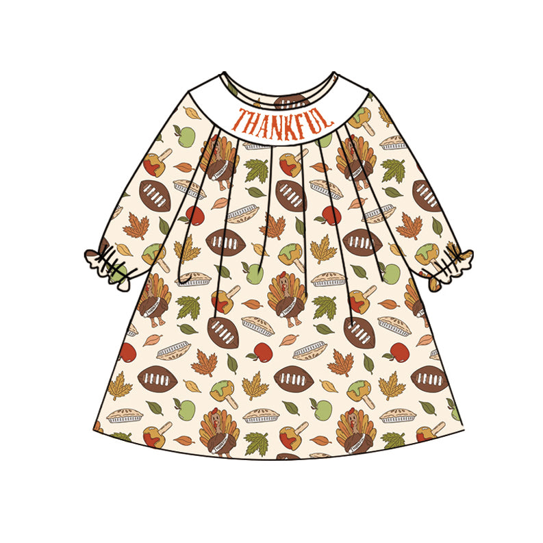 Toddle girls Thanksgiving turkey smocked dress preorder