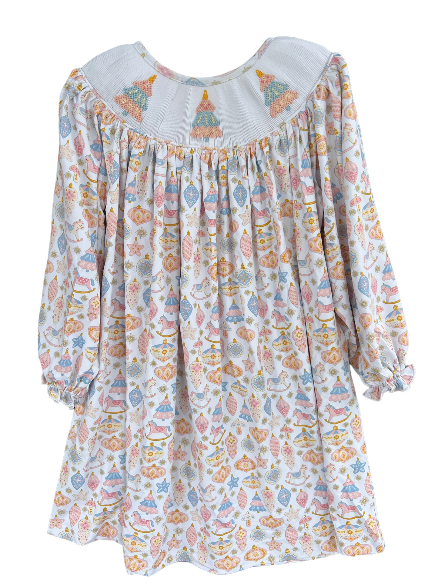 Toddle girls Christmas tree smocked dress preorder