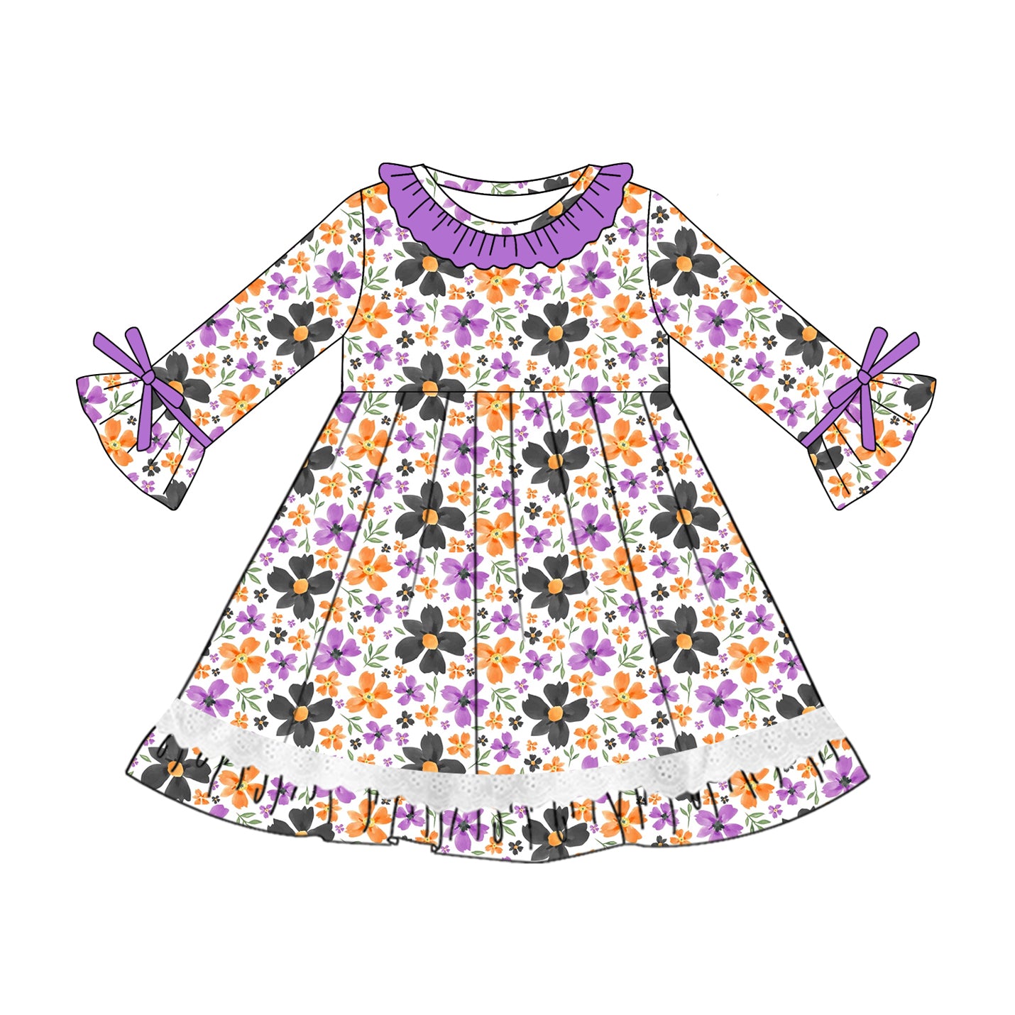 Toddle girls lavender orange floral dress preorder