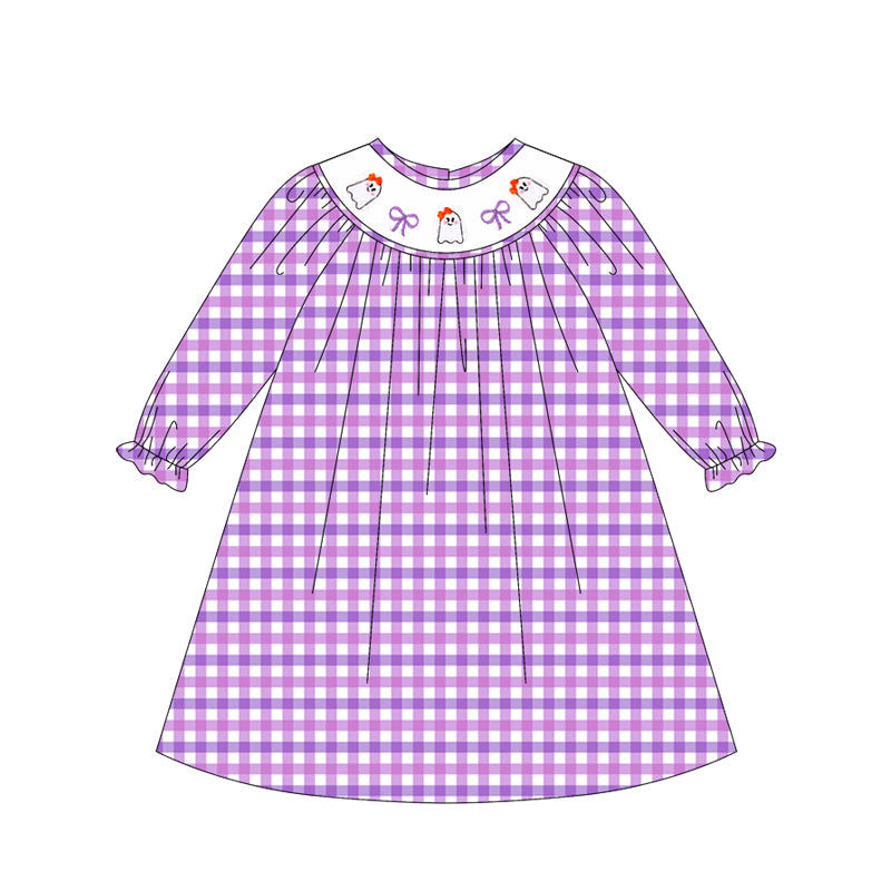 Halloween ghost bow design girls smocked dress preorder