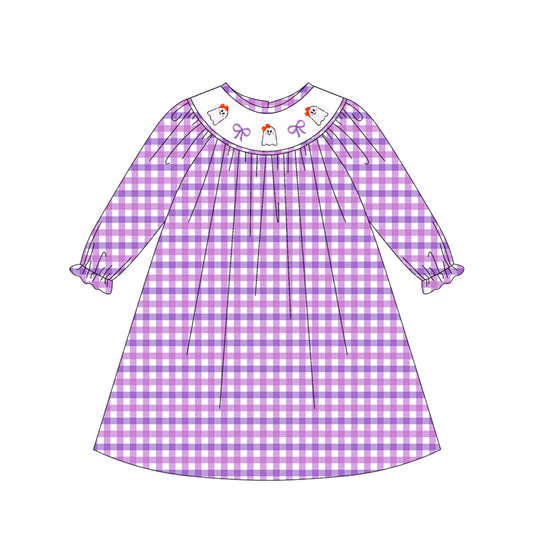 Halloween ghost bow design girls smocked dress preorder