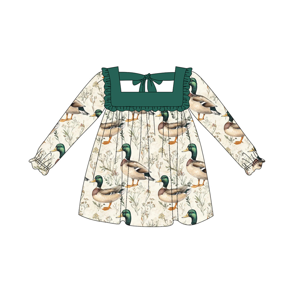 Mallard duck girls long sleeve dress preorder