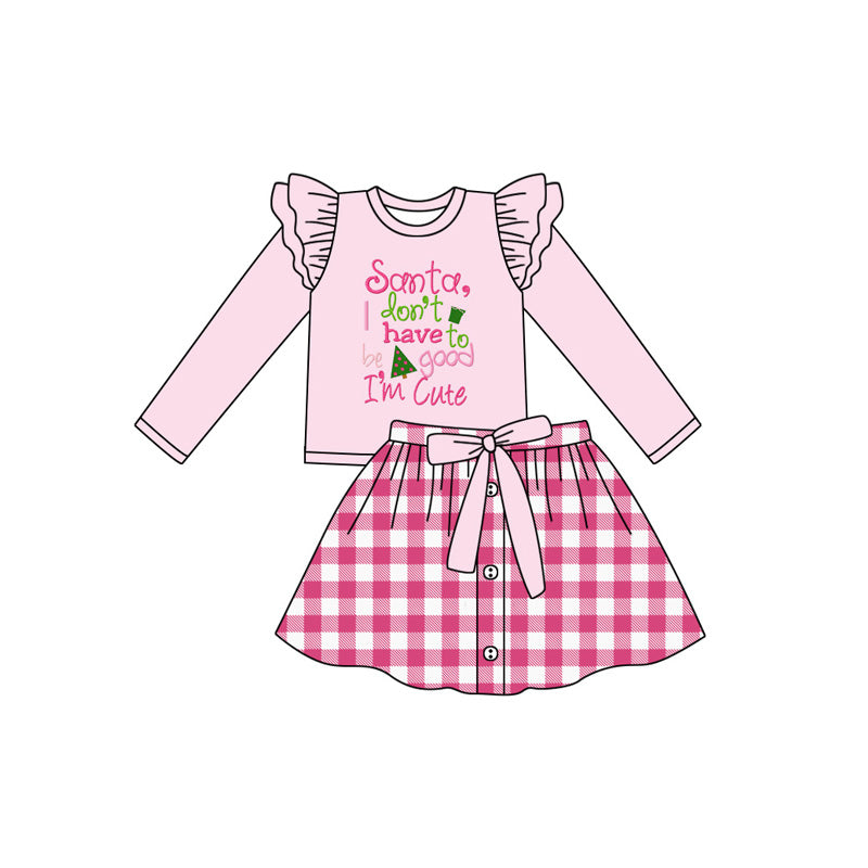 Toddle girls Christmas I LOVE SANTA top matching skirt outfit preorder
