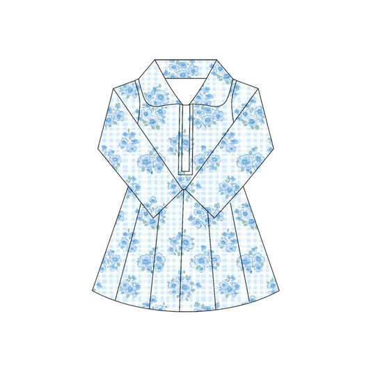 Baby girls blue floral active wear athletic yoga  dress preorder