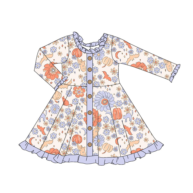 Floral pumpkins toddle girls dress preorder