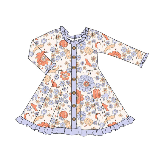 Floral pumpkins toddle girls dress preorder