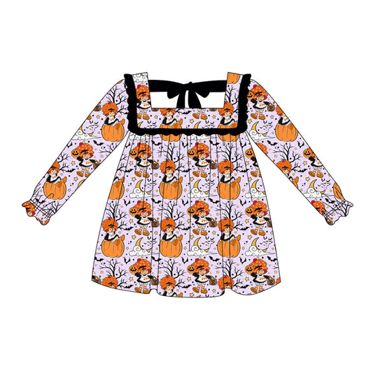 Baby girls Halloween pumpkin long sleeve dress preorder