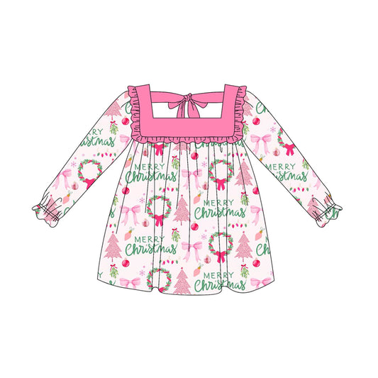Baby girls Merry Christmas long sleeve fall dress preorder