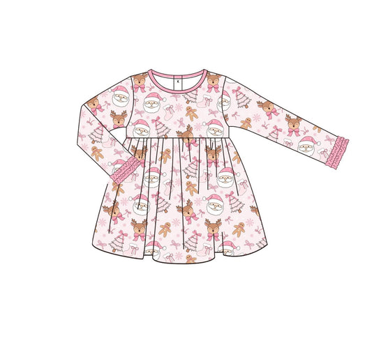Baby girls Christmas Santa Claus design long sleeve dress preorder