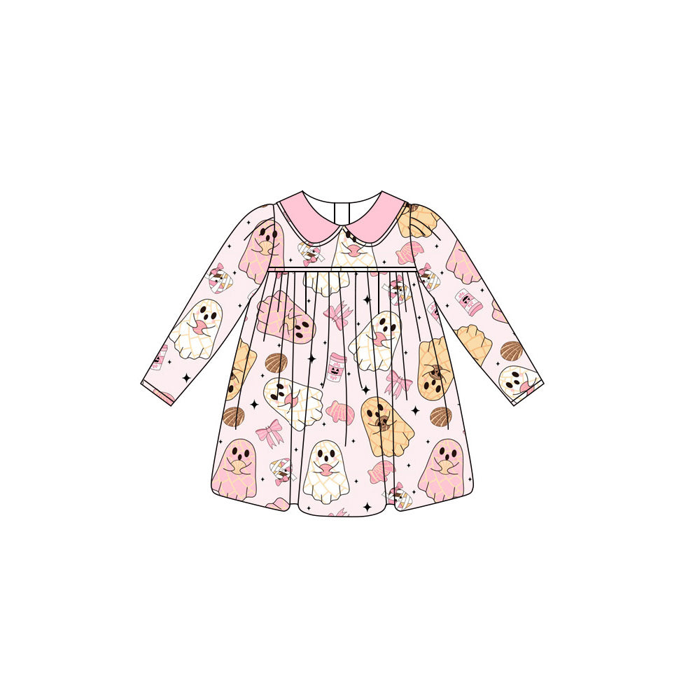 Baby girls Halloween ghost pumpkin long sleeve dress preorder