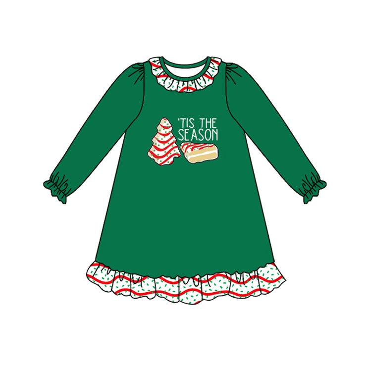 Baby girls Christmas tree cake long sleeve dress preorder