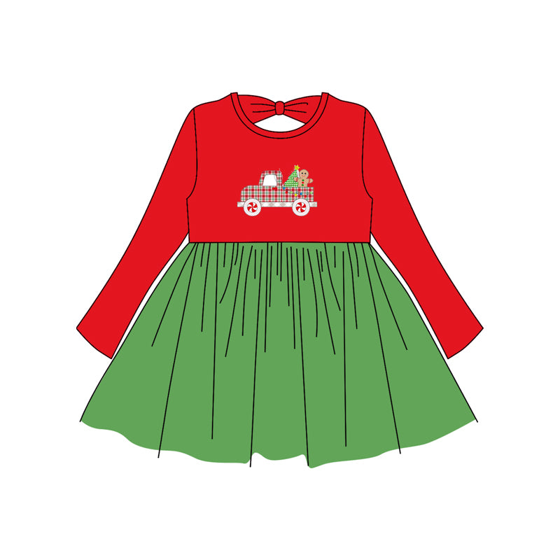 Baby girls Christmas truck long sleeve dress preorder