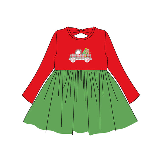 Baby girls Christmas truck long sleeve dress preorder