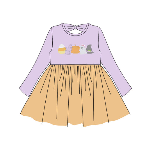 Baby girls Halloween ghost candy corn long sleeve dress preorder