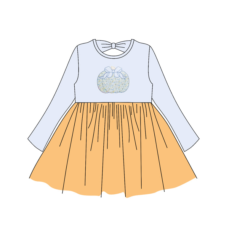 Baby girls floral pumpkin long sleeve dress preorder
